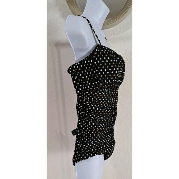 Miraclesuit Rialto 1-PC Swimsuit Spot On 16-18 Black Olive Polk-a-dot Ruched - Picture 6 of 12